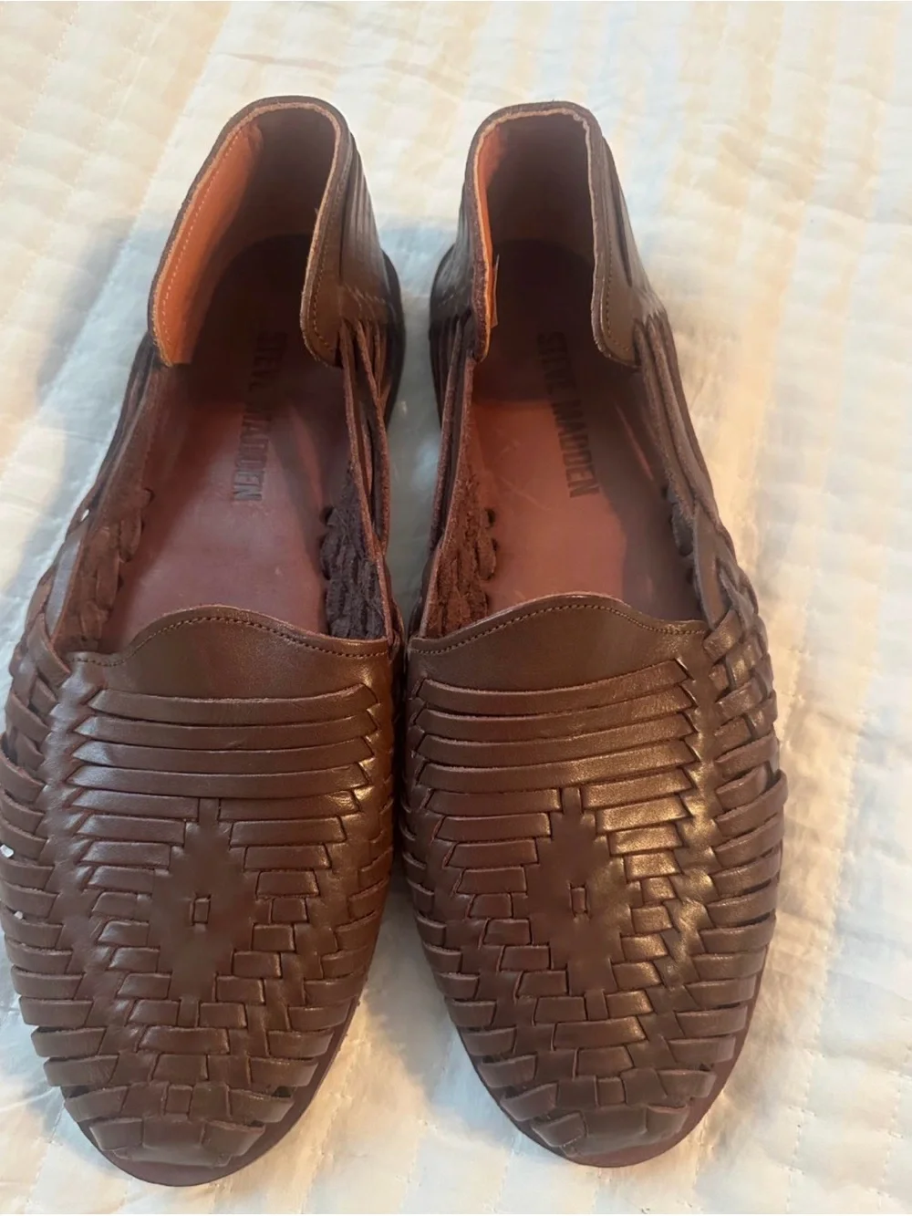 Steve Madden Brown Woven Leather Slip-On Loafers